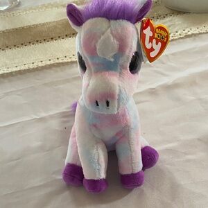 Ty Beanie Boos Pastel and Purple Unicorn Plush Hayden NWT
